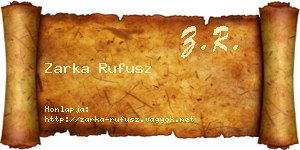 Zarka Rufusz névjegykártya